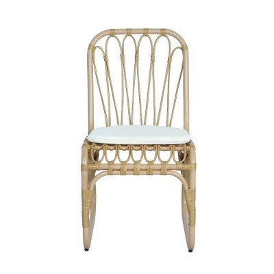 Hrinhom 17.8"W Patio Accent Chairs,Outdoor Wicker Dining Chairs With Seat Cushion,Set of 2