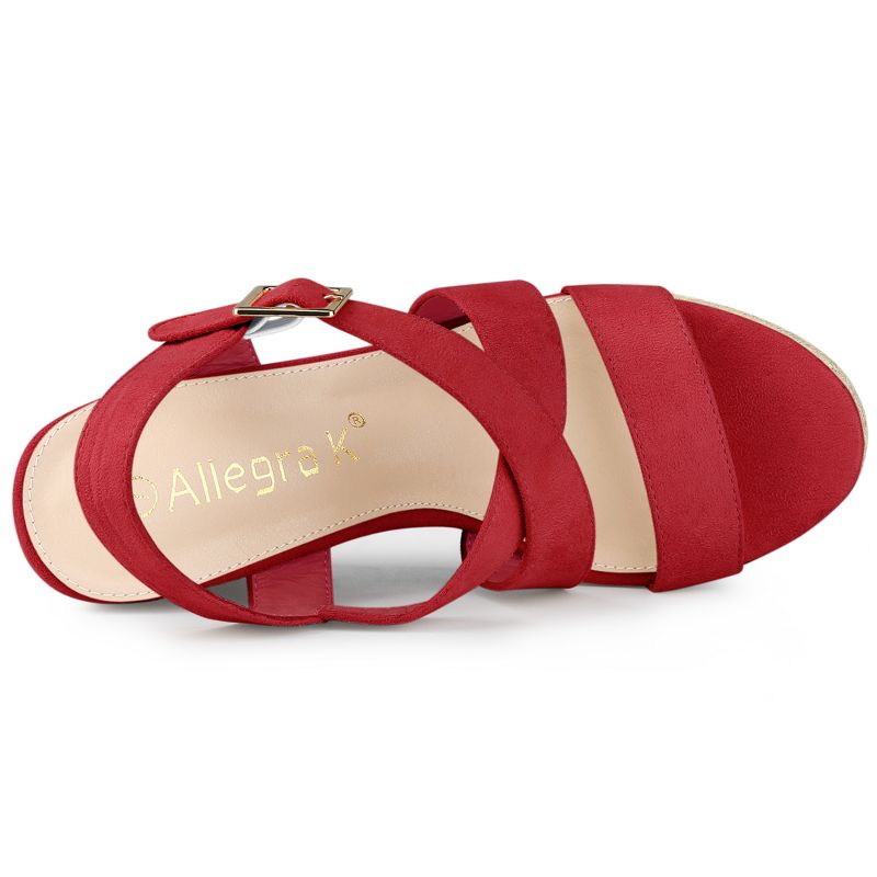 Allegra K Women's Espadrilles Platform Slingback Wedges Sandals, 4 of 7