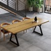 Munora 70.9" Industrial Modern Wood Dining Table - Natural Wood Top with Black Metal Sled Base, Seats 6-8 - 3 of 4