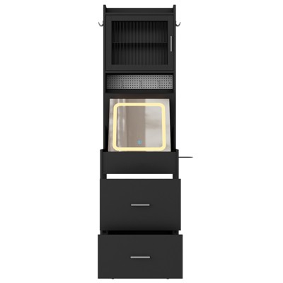 SEVOBAL Vanity Tables Space Saving Vanity Table with Mirror Plenty of Storage and Concealed Stool for Bedroom, Black, 44.88"*22.44"*8.26"