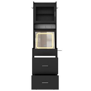 SEVOBAL Vanity Tables Space Saving Vanity Table with Mirror Plenty of Storage and Concealed Stool for Bedroom, Black, 44.88"*22.44"*8.26" - 1 of 4