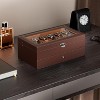 12 Slot Men Watch Case With Drawer, Watch Display Case With Glass Lid, 2-Layer Watch Holder Organizer - 2 of 4
