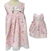 Doll Clothes Superstore Matching Girls Size 3 Pink Flowers & Checks Long Dress with 18 Inch Doll Outfit - 3 of 3