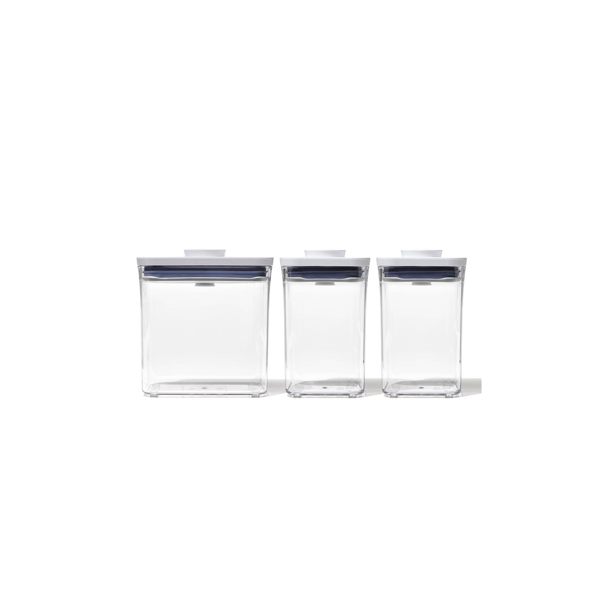 OXO POP 3pc Plastic Food Storage Container Set Clear: Air Tight Seal, Dishwasher-Safe, Lifetime Warranty