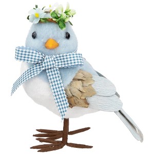 Northlight Plush Bluebird with Gingham Bow Easter Figurine - 7.25" - 1 of 4