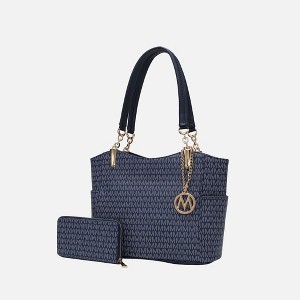 MKF Collection Savannah M Logo Printed Vegan Leather Women’s Tote and Wristlet Wallet by Mia K- 2 pieces - 1 of 4