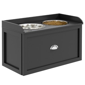 PawHut Large Elevated Dog Bowls with Storage Drawer Containing 21L Capacity, Raised Dog Bowl Stand Pet Food Bowl Dog Feeding Station - 1 of 4