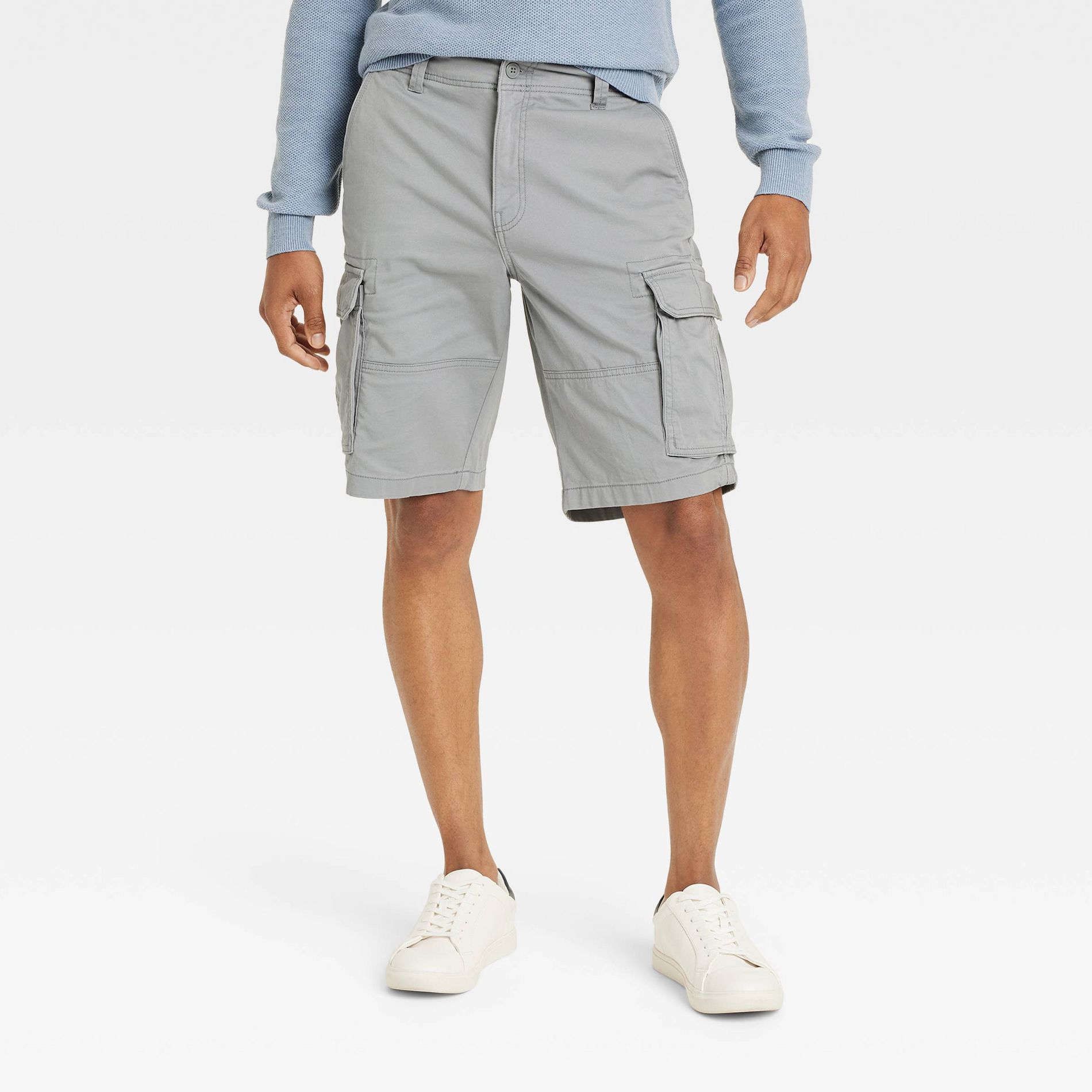 Men's 11" Cargo Shorts - Goodfellow & Co™ Gray 32: Cotton Spandex Blend, Midweight,