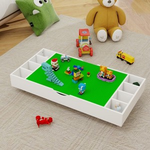 Vynxaria 2-in-1 Kids Lego and Art Play Table with 12 Detachable Partitions, Rolling Design for Easy Storage, E1 MDF, Easy Storage - 1 of 4