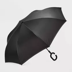ShedRain UnbelievaBrella Reverse Opening Stick Umbrella - Black/Pink