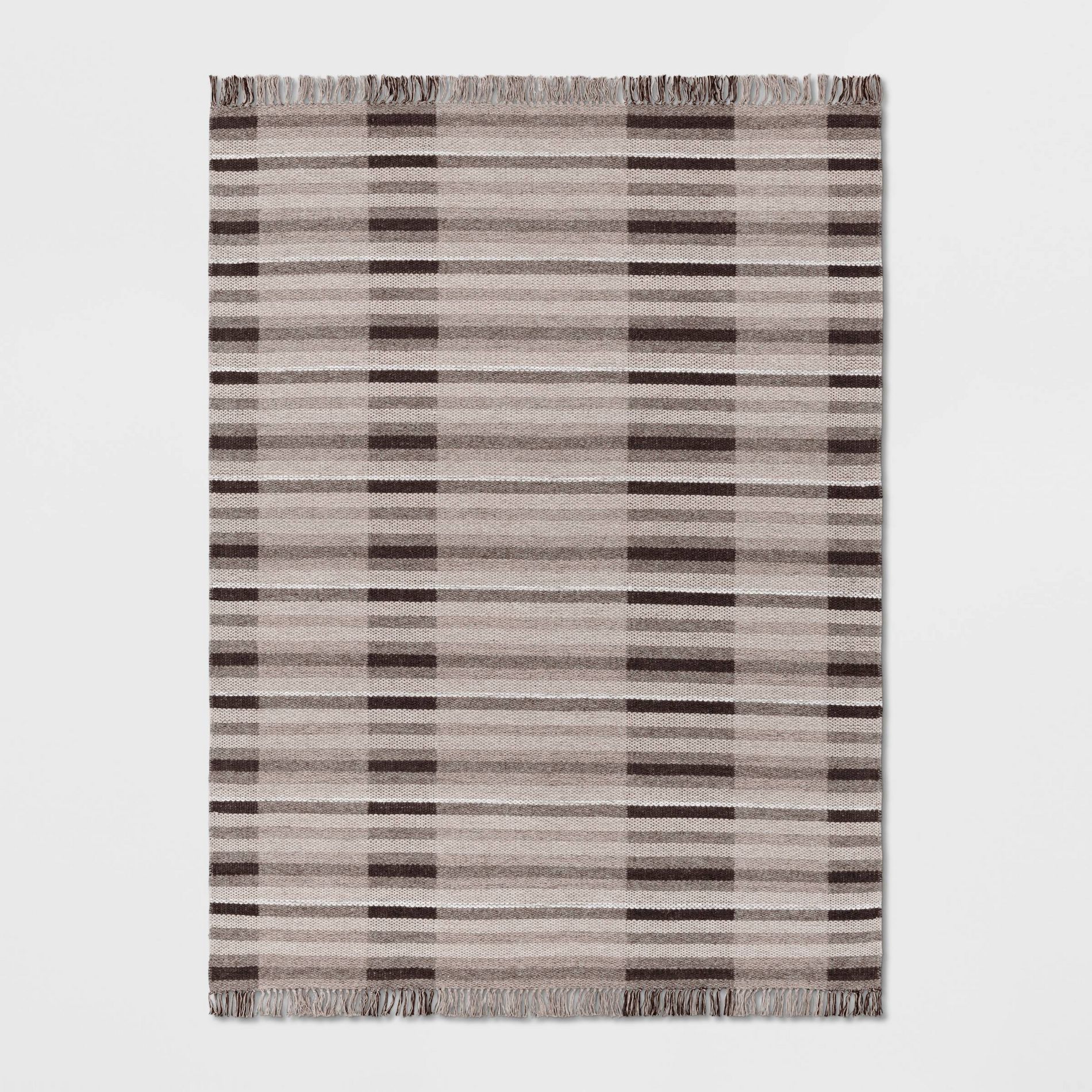 5'x7' Plaid Rug Brown - Threshold™: Wool & Cotton, Handmade, Indoor, Flat Pile, Living Room Decor
