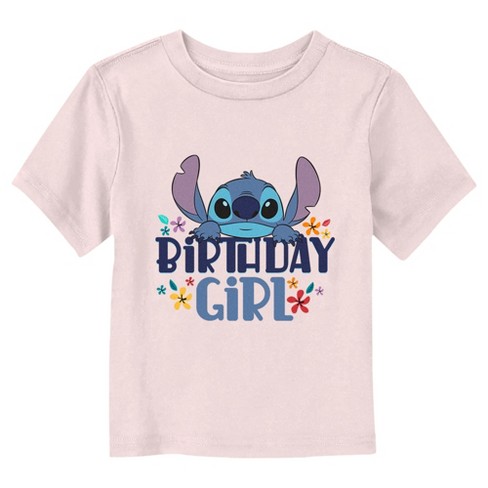 Lilo & Stitch Girl's Angel It's My Birthday T-Shirt Pink