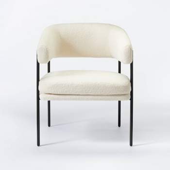 Rosemead Metal Frame and Rounded Back Faux Sherling Accent Chair Cream - Threshold™ designed with Studio McGee