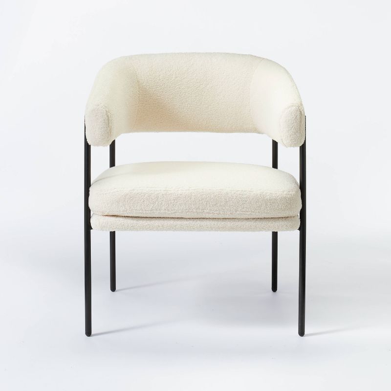 Rosemead Metal Frame and Rounded Back Faux Sherling Accent Chair Cream - Threshold&#8482; designed with Studio McGee, 1 of 8