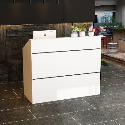 FUFU&GAGA Modern Reception Desk -Sleek Office Counter with Privacy Panel Secretary Desks