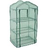 Sunnydaze Outdoor Portable Growing Rack 3-Tier Greenhouse with Roll-Up Door - 3 Shelves - Green - 2 of 4