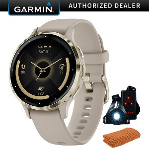 Garmin Venu 3S GPS Smartwatch Gold Steel Bezel w/French Gray Case + Accessories Kit - 1 of 4