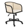 HomeRoots Beige and Black Solid Wood Steel And Cane Rattan Adjustable Swivel Rolling Office Chair - 4 of 4