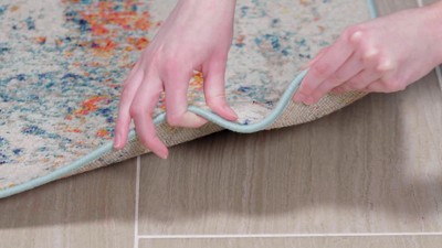 Madison Blue and Orange Flat Woven Synthetic Area Rug