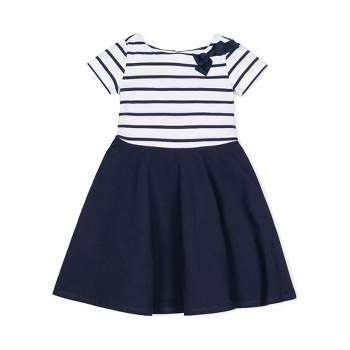 Hope & Henry Girls' Short Sleeve Lightweight Knit Skater Dress, Infant