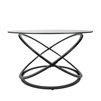 31.5" Round Galaxy Clear Tempered Glass Coffee Table - Danya B.
