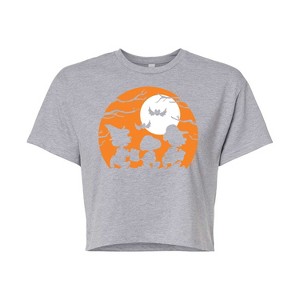 Women's - Peanuts - Trick Or Treat Silhouettes Cropped Graphic T-Shirt - 1 of 4