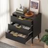 Black Modern 3 Drawer Fluted Dresser 57 Wide Wood Chest of Drawers Clothes Storage Organizer - 3 of 4