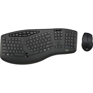 Adesso TruForm Media 1600 - Wireless Ergonomic Keyboard - Optical Mouse - Black - 1 of 4