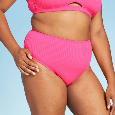 hot pink high waisted swimsuit