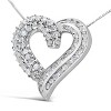 Haus of Brilliance Silver 1.0 Cttw Diamond Open work Ribbon Heart Pendant Necklace - 2 of 4