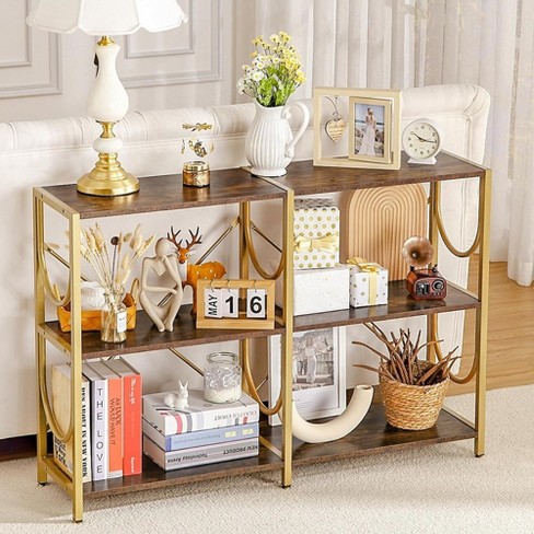 Console Table With Storage Shelves, 3 Tier Industrial Entryway