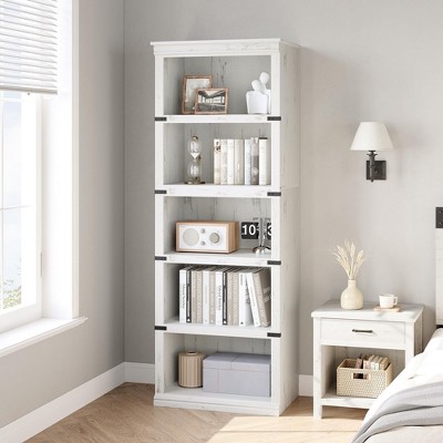 3 Tier Bookcase, Farmhouse Book Shelf with Storage