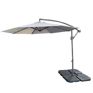 Osparple Parasol Umbrella 10 FT Outdoor Umbrellas for Patio with Base Sun Protection Cantilever Patio Umbrellas for Patio, Grey - 1 of 4