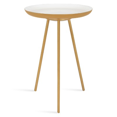 Laranya 18.5" Round White and Gold Metal Side Table