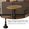 KTMBDW Wooden End Tables,Retro Side Table,French Country Accent Coffee Table,Modern Small Round Tea Table Pedestal Table for Living Room,Brown - 4 of 4