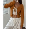Women's Cropped Knit Cardigan Open Front Tied Short Sweater Cover Up - 2 of 4