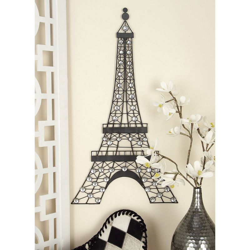 Metal Eiffel Tower 3D Wire Wall Decor with Crystal Embellishments Black - Olivia &#38; May, 2 of 6