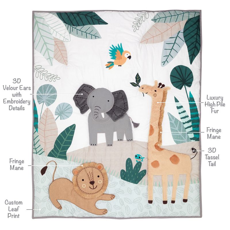 Lambs & Ivy Jungle Friends 5-Piece Safari Animals Nursery Baby Crib Bedding Set, 2 of 11