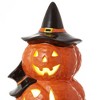 Casafield Ceramic Halloween Stacked Jack-o-Lanterns, Hand Painted 14-Inch Pre-Lit LED Carved Pumpkin Tabletop Decor - 3 of 4
