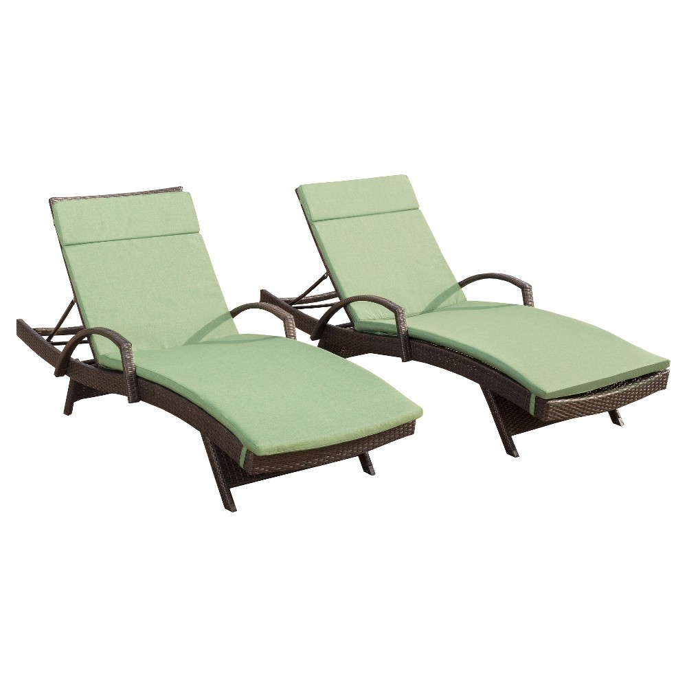 Salem Set of 2 Brown Wicker Adjustable Chaise Lounge with Arms Dark