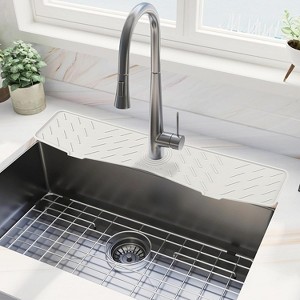 Gen 2 Silicone Faucet Mat 18”x5.1” - Water Catcher with Sponge Holder for Kitchen/Bathroom - 1 of 4