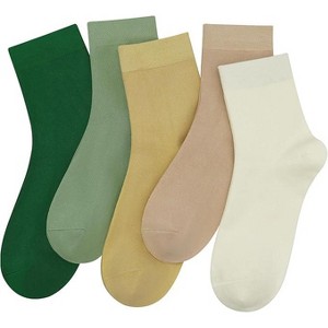SERISIMPLE Women Thin Viscose Bamboo Socks Crew Lightweight Above Ankle Casual Dress Sock 5 Pairs - 1 of 4