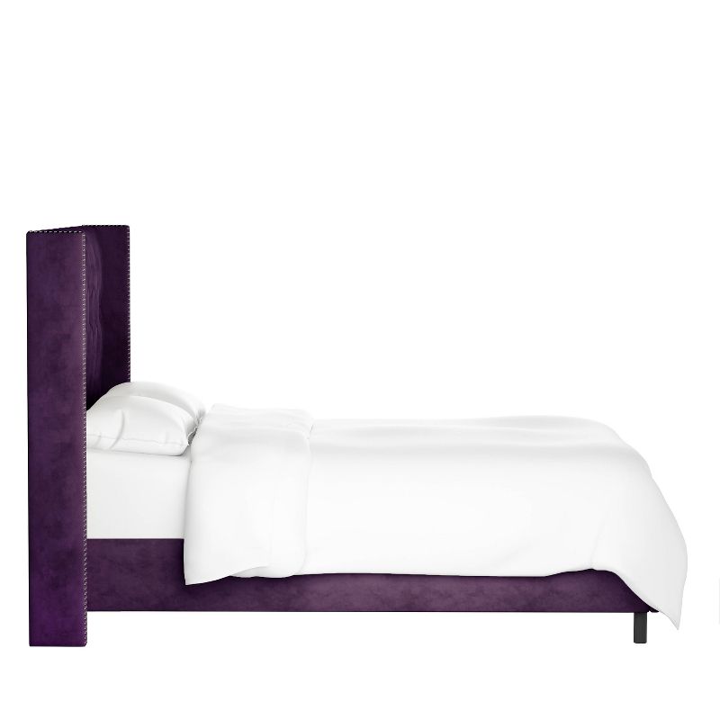 Skyline Furniture Louis Diamond Tufted Wingback Velvet Bed, 4 of 9