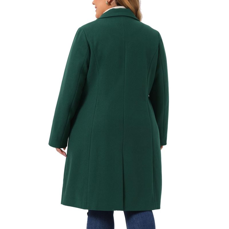 Agnes Orinda Women's Plus Size Fashion Notched Lapel Double Breasted Pea Coats, 4 of 6