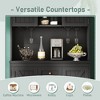 PAGED Coffee Bar Cabinet, Farmhouse Kitchen Storage Cabinets, Buffet Cabinet with Open Shelves, Kitchen Pantry Cabinet with 6 Hooks, Sideboard Cabinet - 2 of 4