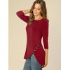 Allegra K Women's 3/4 Sleeve Round Neck Button Decor Casual Stretchy Tunic Tops - 2 of 4