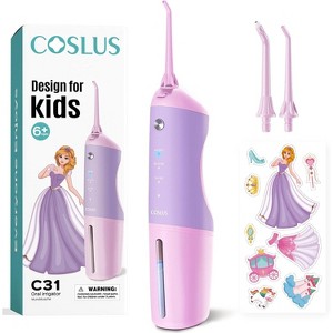 COSLUS Kids Water Dental Flosser Deep Cleaning Picks Portable 4 Modes for Ages 6+ Safe Waterproof Rechargeable - 1 of 4