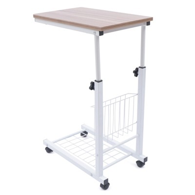 YIYIBYUS Mobile Sofa Side Table Height Adjustable Rolling Bedside Table, Notebook Tablet Coffee Tray