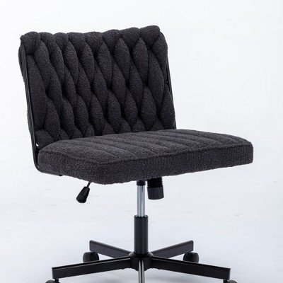 Dsvimoy Task and Office Chair Modern Armless Desk Chair with Wide Seat for Work and Meditation, Black, 26.8"*21.2"*10.8"