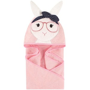 Little Treasure Baby Girl Cotton Animal Face Hooded Towel, Hip Bunny, One Size - 1 of 1